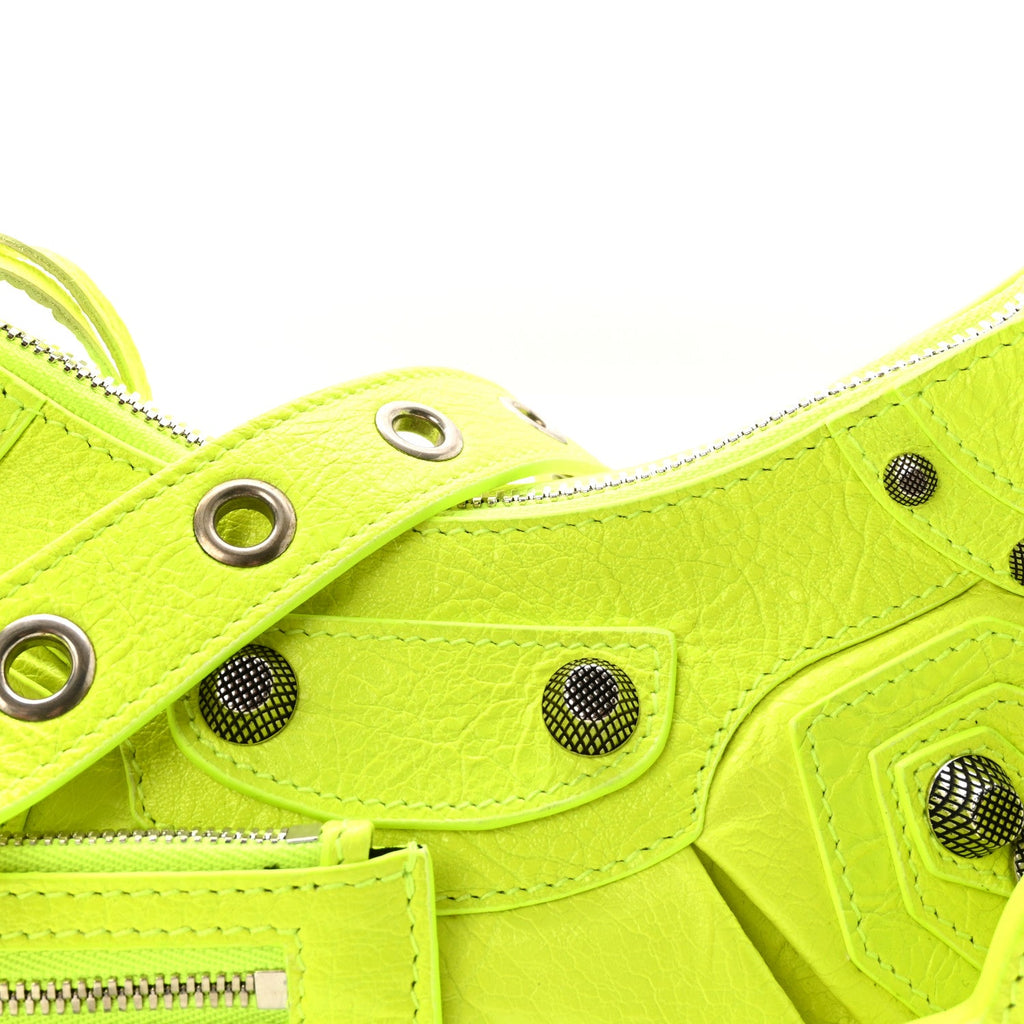 Agneau Arena Le Cagole Shoulder Bag XS Fluo Yellow