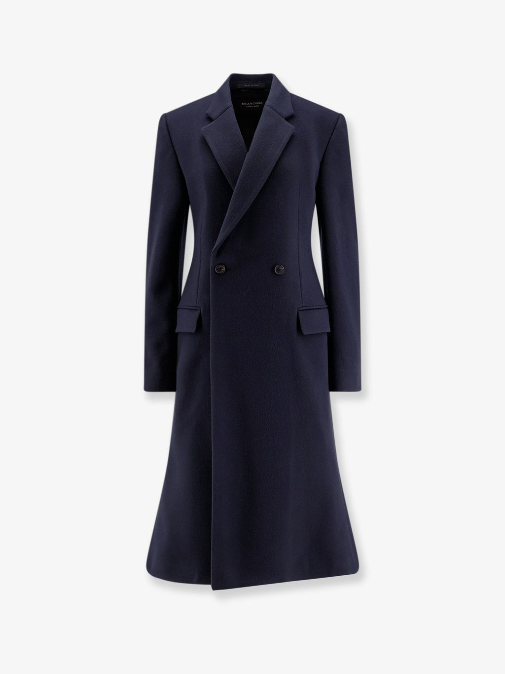 Balenciaga Godet Midi Double-Breasted Wool women Coat Blue