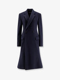 Balenciaga Godet Midi Double-Breasted Wool women Coat Blue