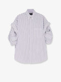 Balenciaga Tucked Sleeve Striped Cotton women Shirt White