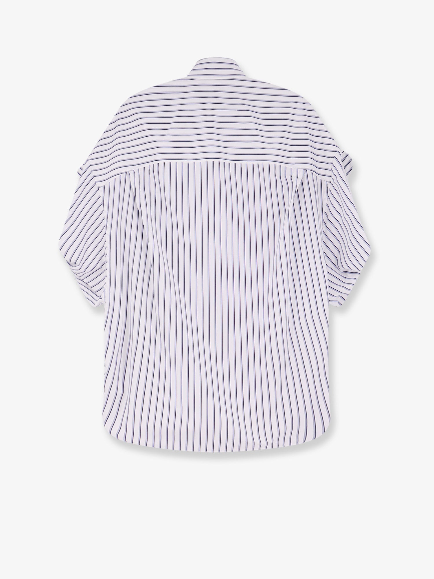 Balenciaga Tucked Sleeve Striped Cotton women Shirt White