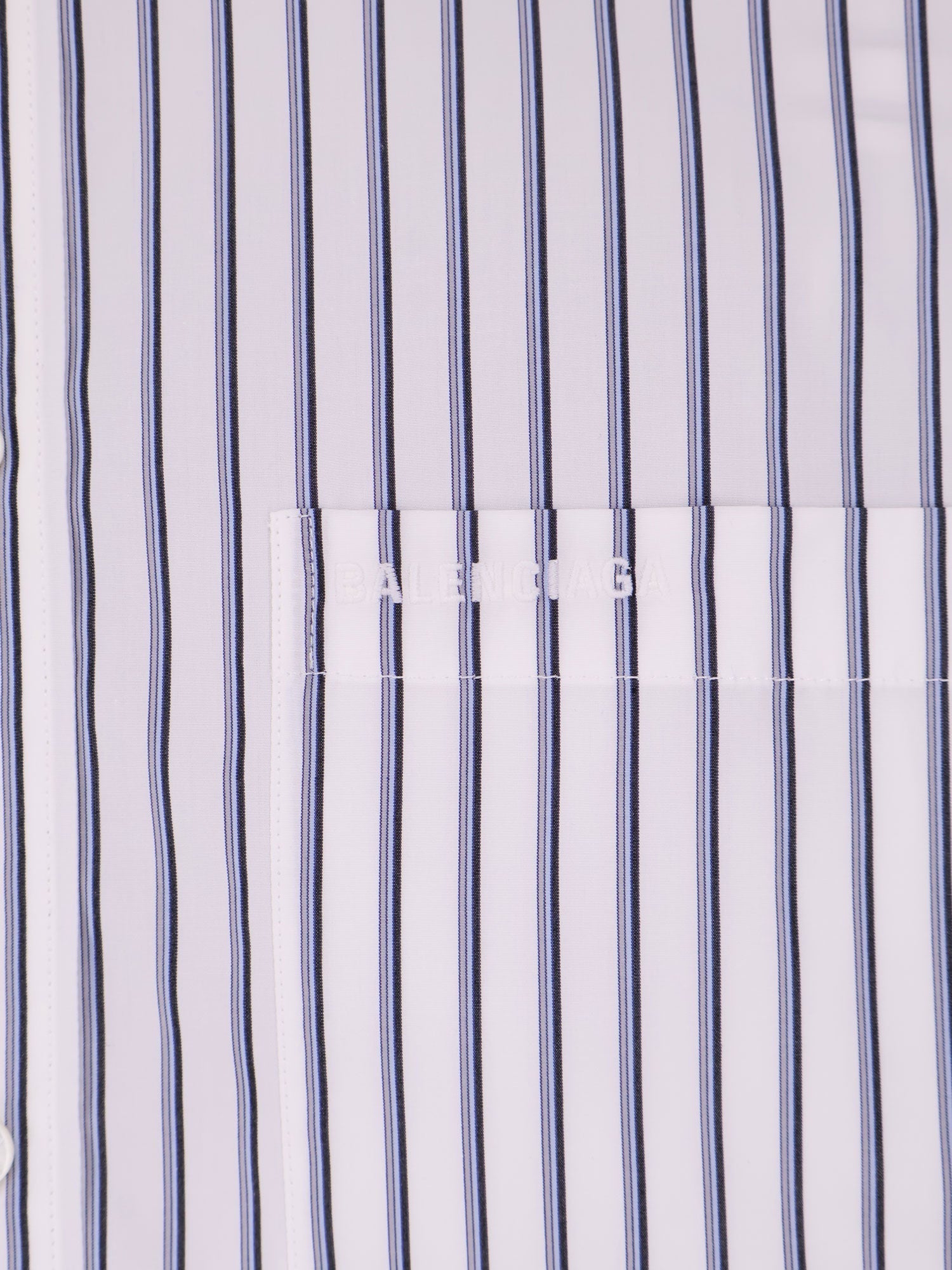 Balenciaga Tucked Sleeve Striped Cotton women Shirt White