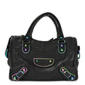 Chevre Gold Metallic Edge Hardware Mini City Black