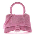 Strass Suede Hourglass Top Handle Bag XS Pink