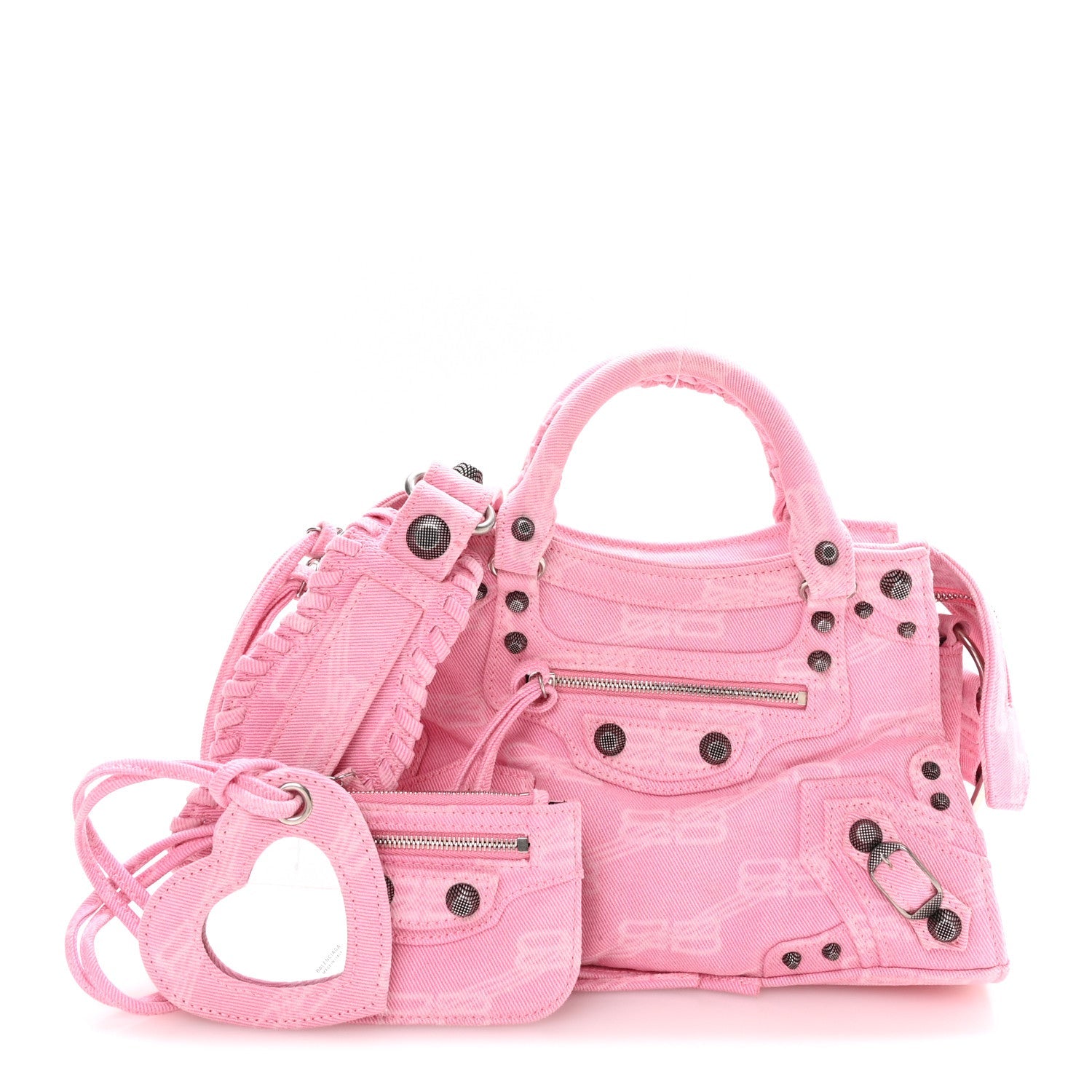 Denim BB Monogram Neo Cagole Handbag XS Pink