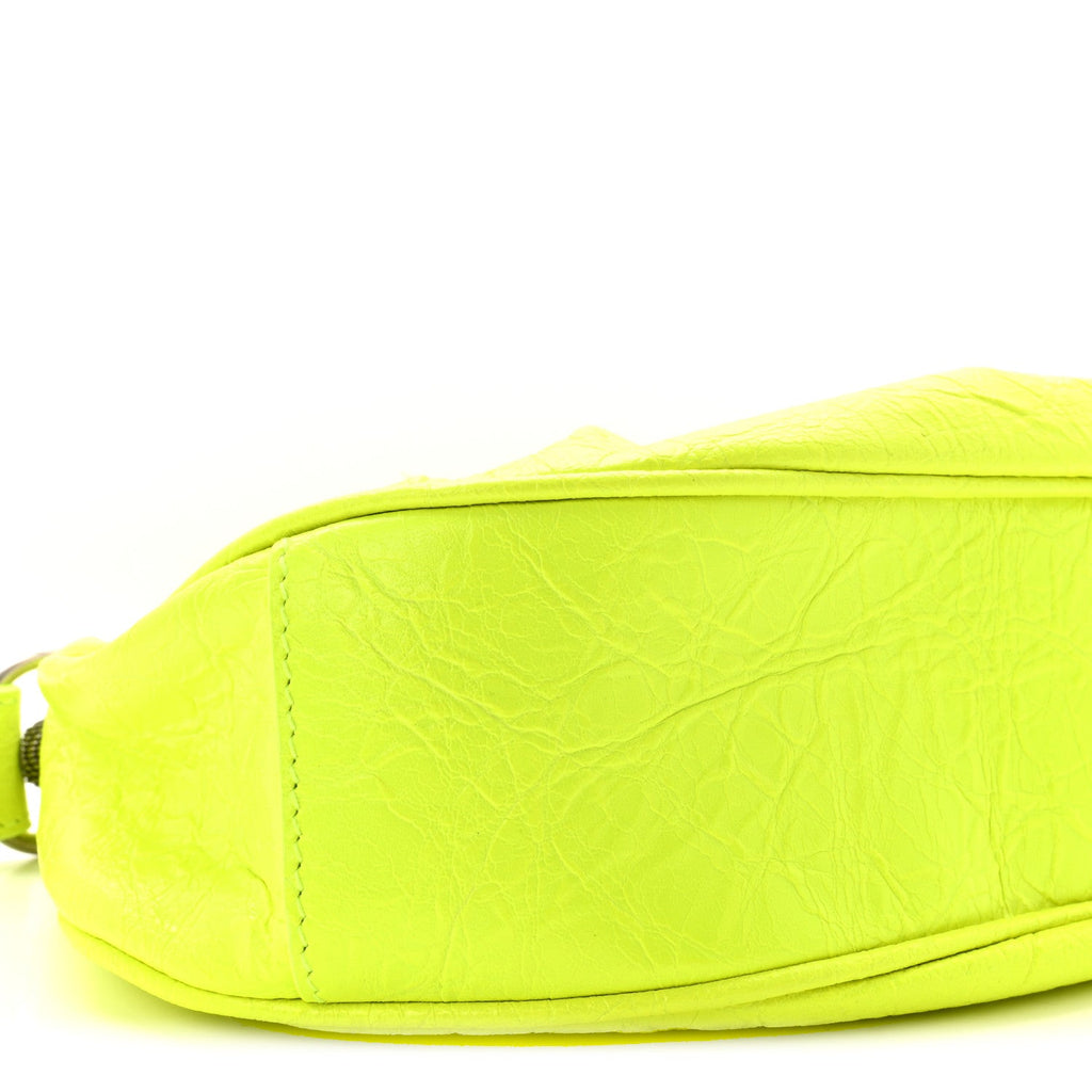 Agneau Arena Le Cagole Shoulder Bag XS Fluo Yellow