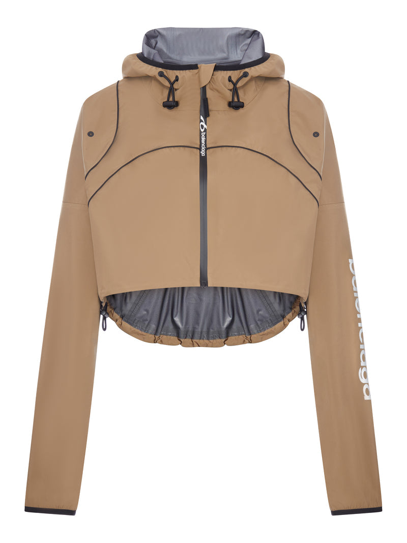 Balenciaga Women Techwear Cropped Jacket In Camel
