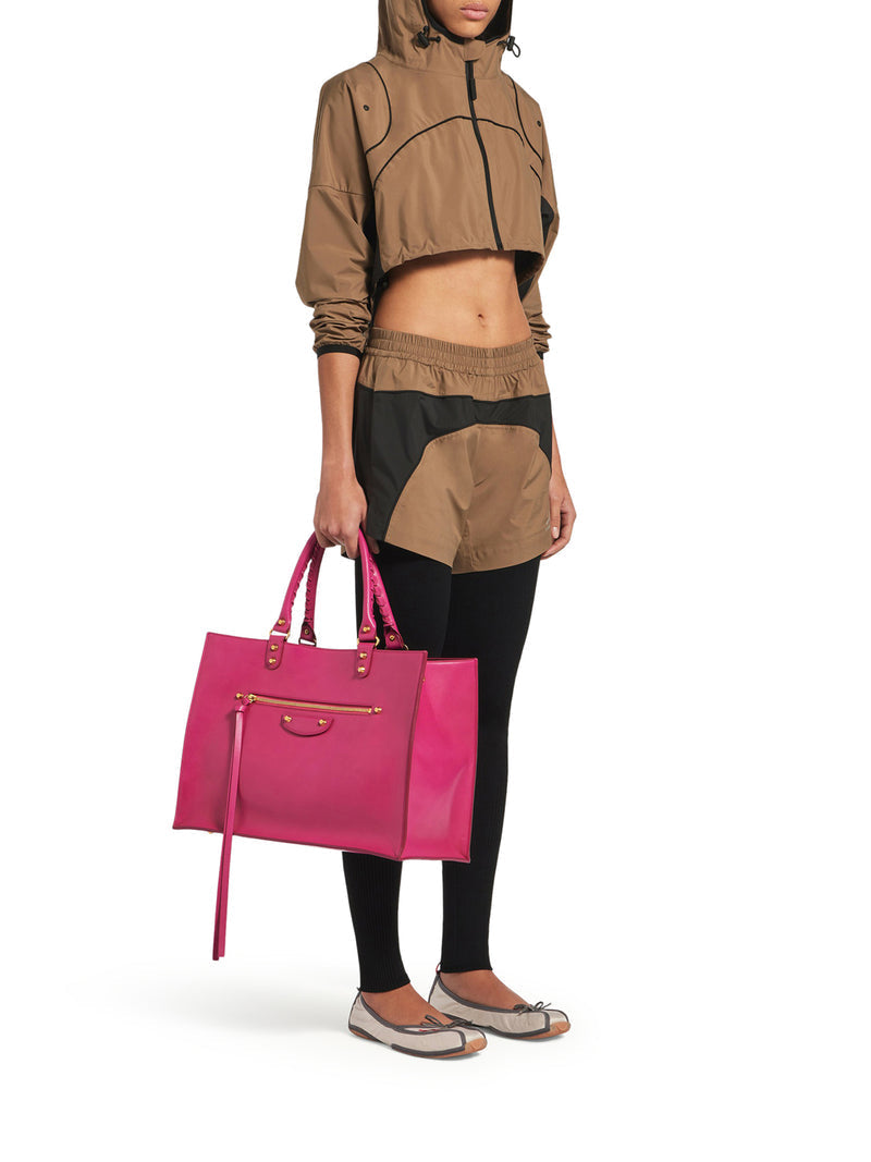 Balenciaga Women Techwear Cropped Jacket In Camel