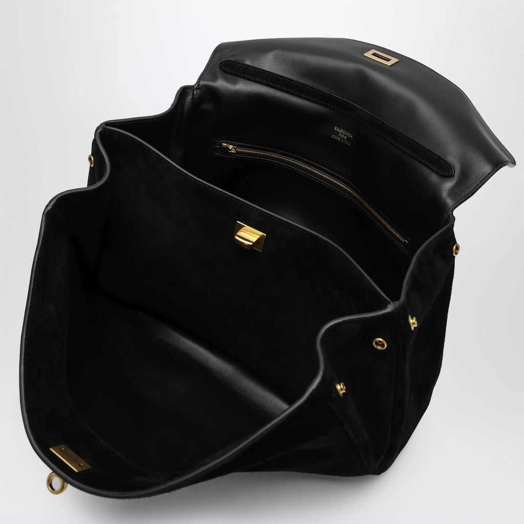 Balenciaga - Medium Rodeo bag in suede calfskin, black
