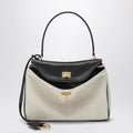 Balenciaga - Small Rodeo handbag in linen and lambskin, natural/black