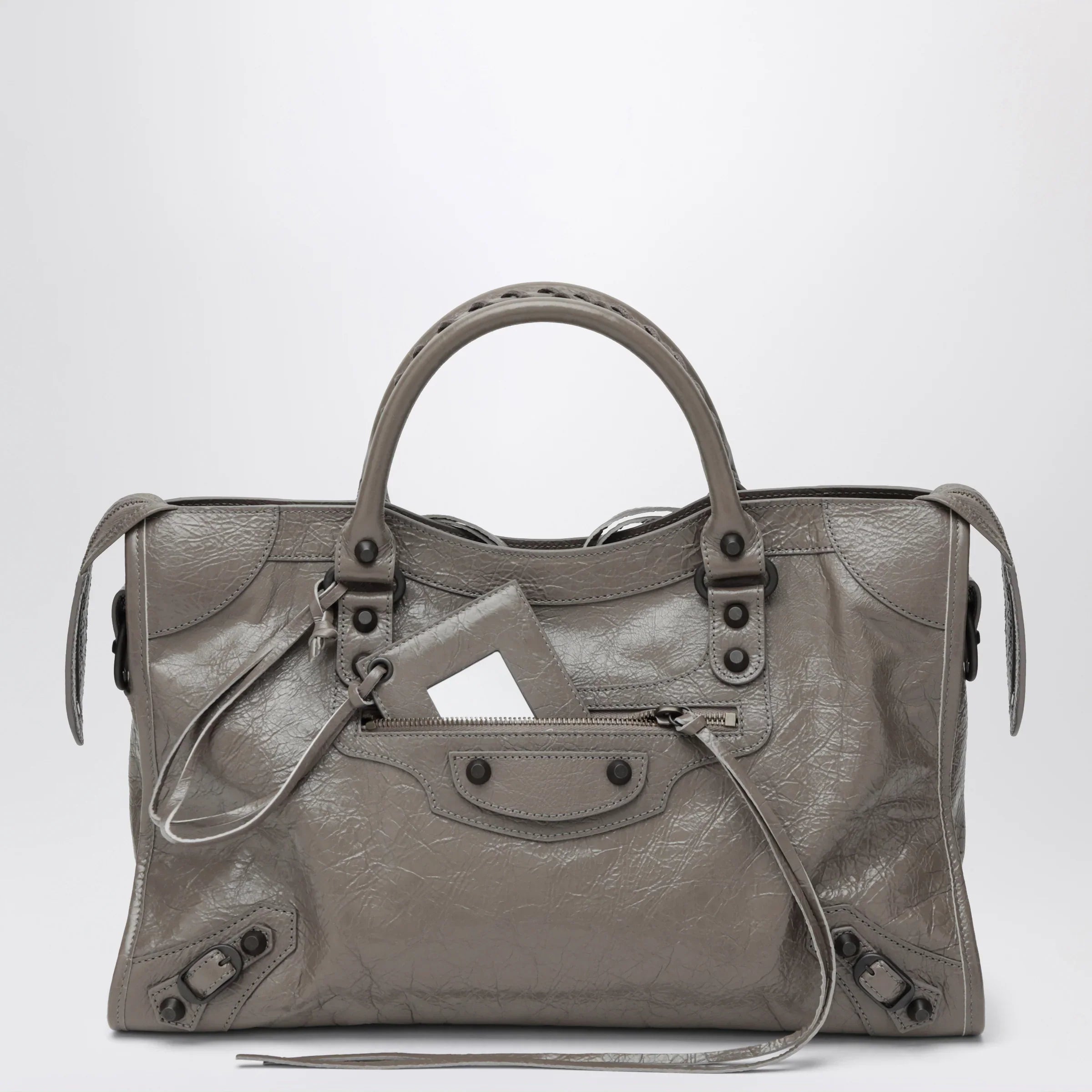 Balenciaga - Le City medium handbag in dark walnut leather