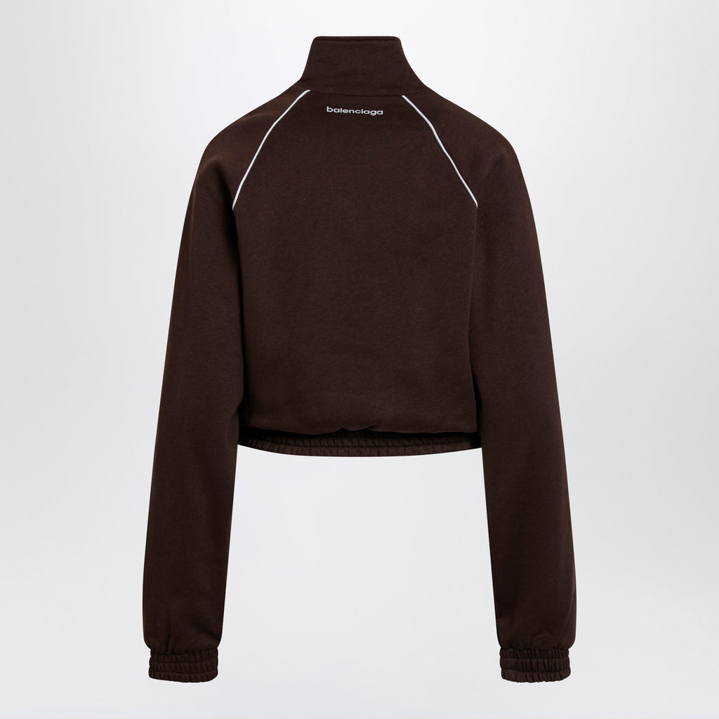 Balenciaga Techwear Zip-Up Jacket In Mocha Dry Fleece Women