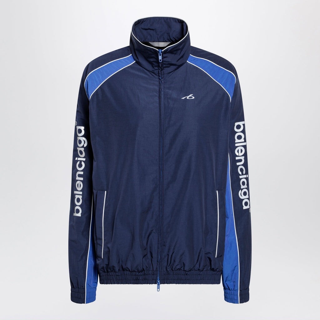 Balenciaga Navy Blue Techwear Zip-Up Jacket In Cotton Blend Women