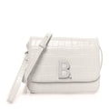 Shiny Calfskin Crocodile Embossed Small B Bag White