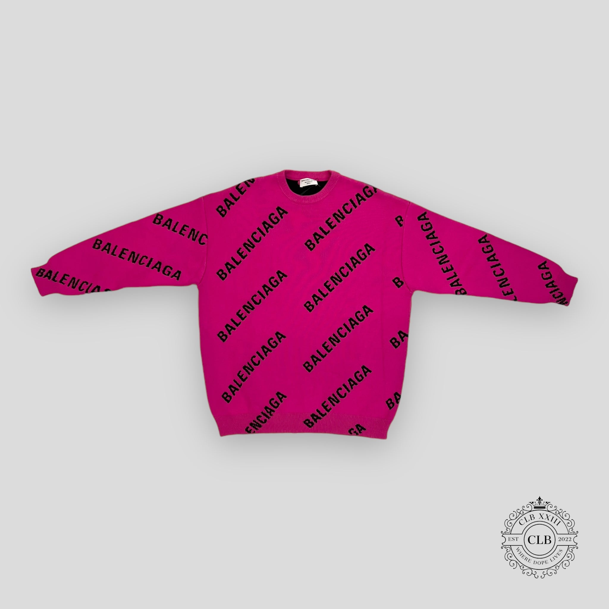 Balenciaga Insignia Oversized Intarsia All Over Logo in Pink/Black